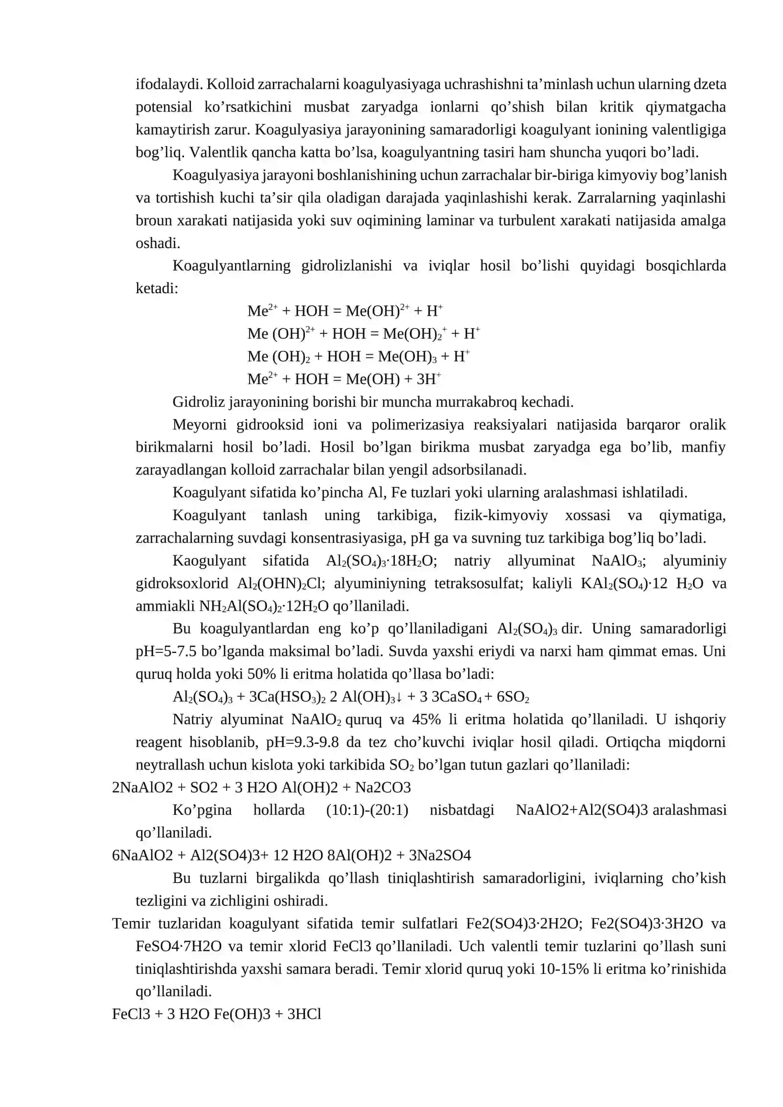 Oqava suvlarni fizik-kimyoviy tozalash usullari 2