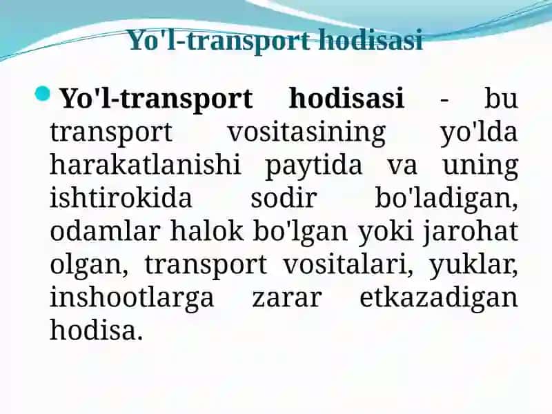 Yo'l-transport hodisasi 2