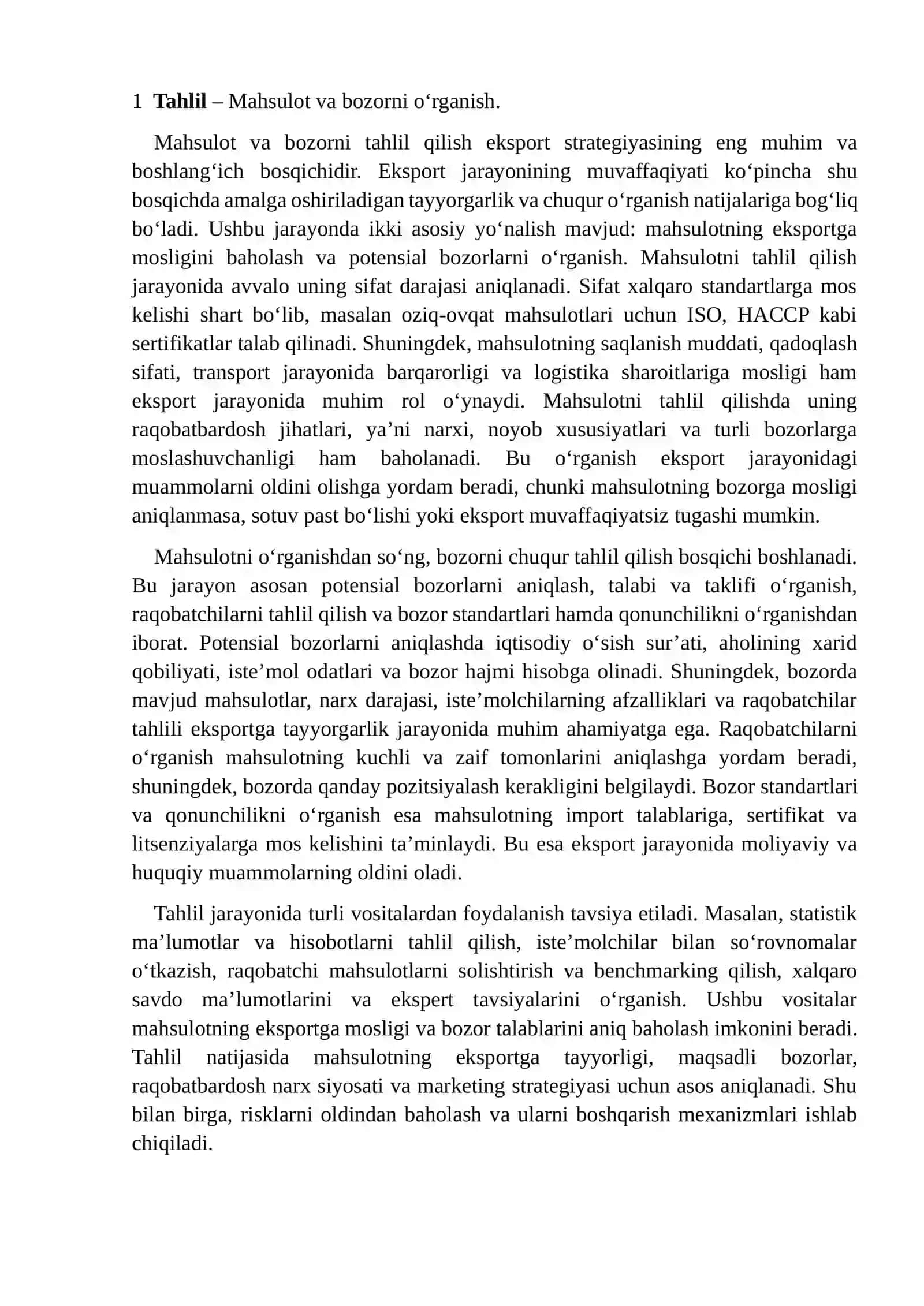 Mahaliy mahsulot eksport strategiyasini ishlab chiqish 2
