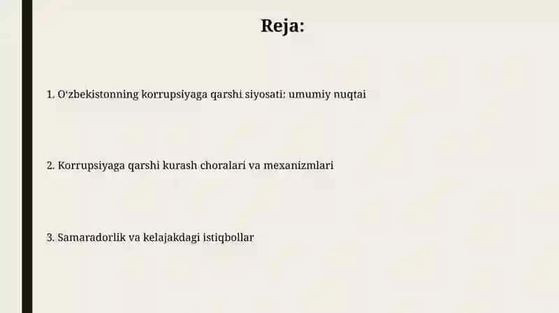 Oʻzbekistonning korrupsiyaga qarshi kurash siyosati 2
