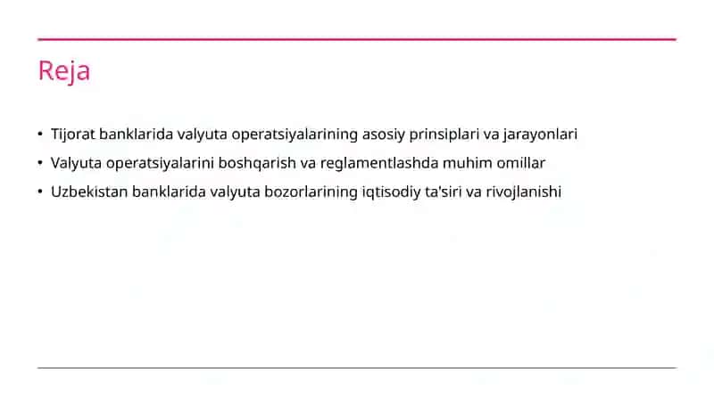 Tijorat banklarida valyuta operatsiyalarini tashkil etish taqdimot 2