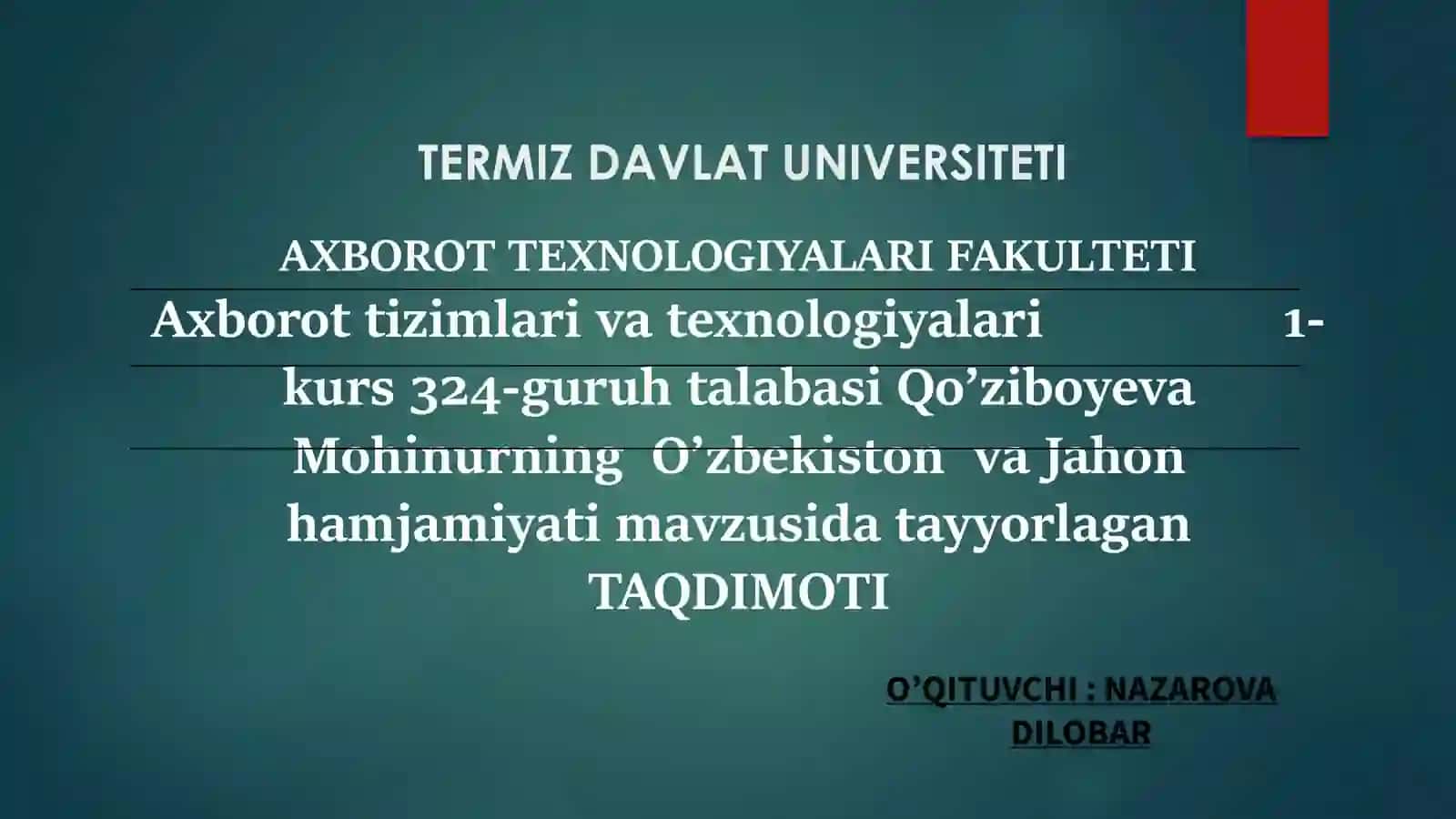 O’ZBEKISTON VA JAHON HAMJAMIATI 2