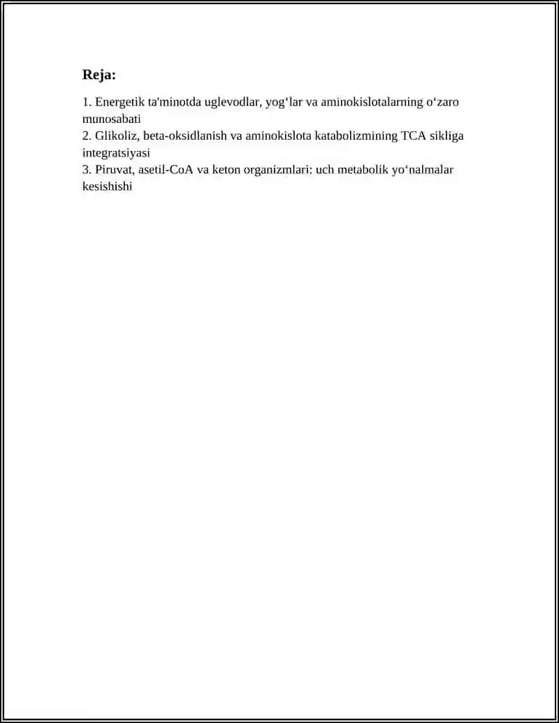 UGLEVOD, YOG', AMINOKISLOTALAR ALMASHINUVINING O'ZARO BOG LIQLIGI 2