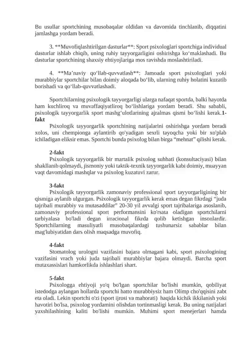 Sportchilarning psixologik tayyorgarligi 2