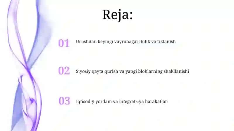 Urushdan keyingi vayronagarchilik va tiklanish 2