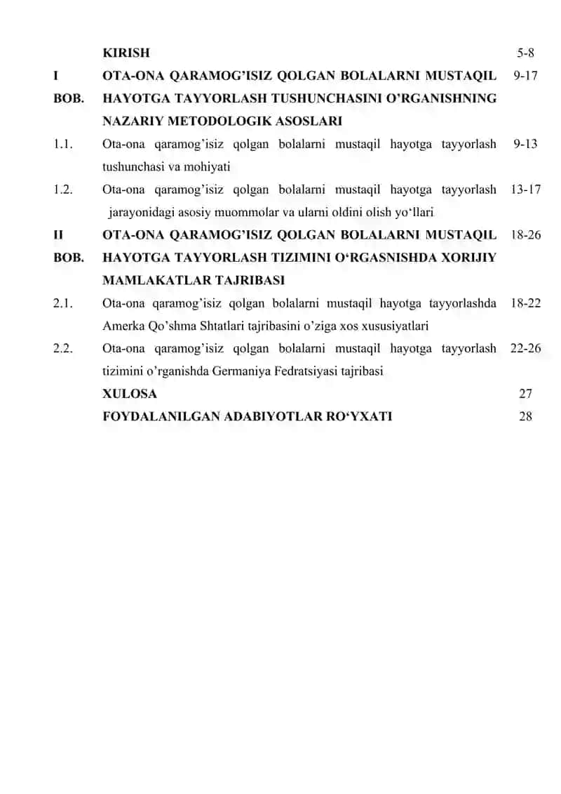 Ota-ona qaramog’isiz qolgan bolalarni mustaqil hayotga tayyorlashning muammo va istiqbollari 2