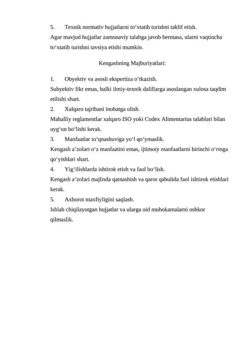 Texnik jihatdan tartibga solish sohasidagi ekspert kengashi faoliyati 2