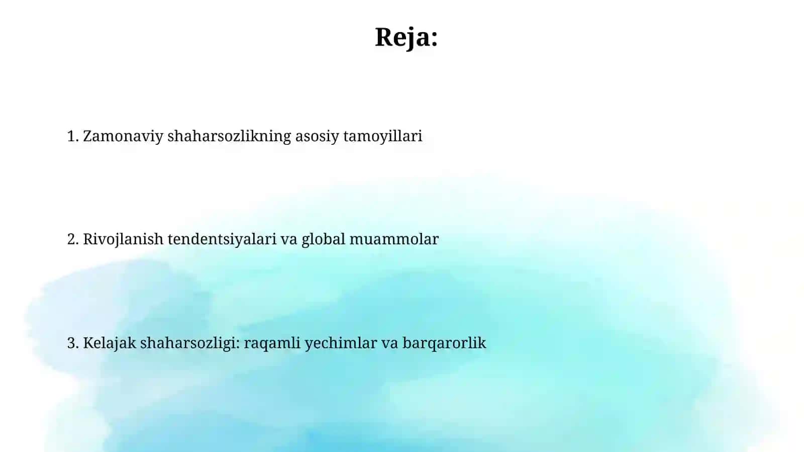 Zamonaviy shaharsozliknining asosiy tamoyillari rivojlanish tendensiyalari 2
