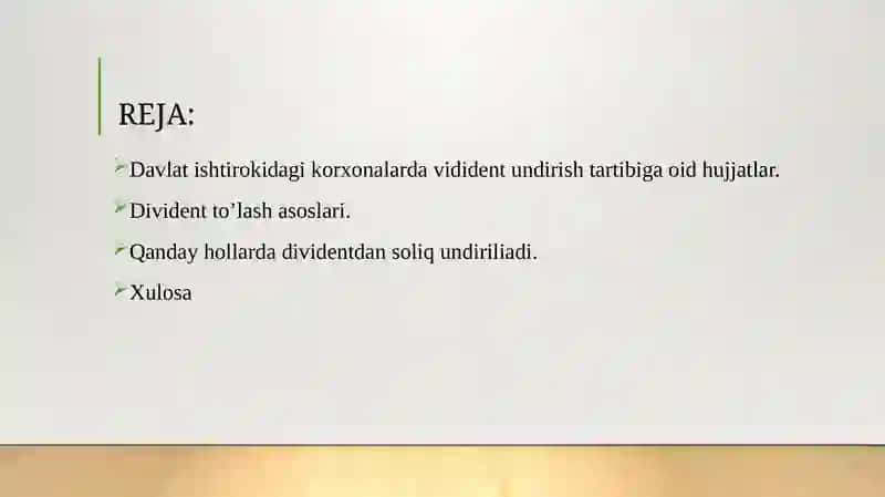 Davlat ulishi mavjud korxonalarda dividend undirish tartibi 2
