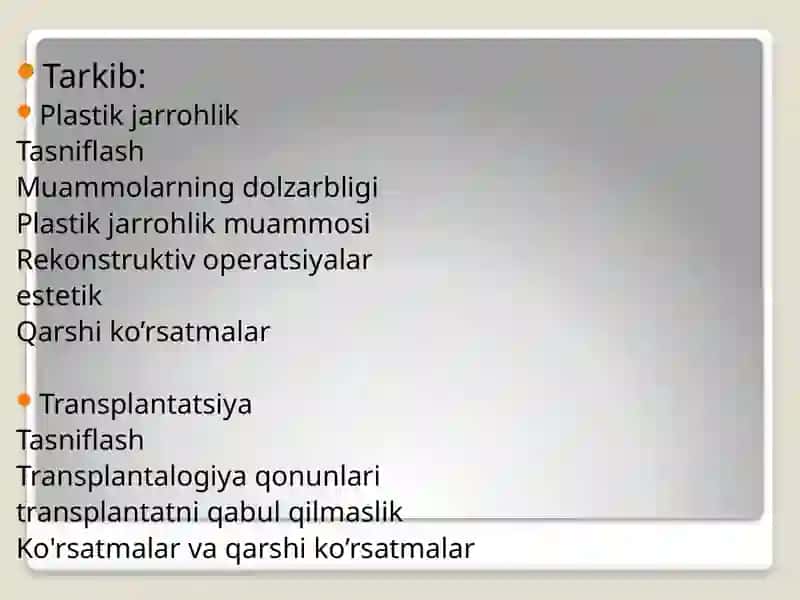 Plastik va estetik xirurgiya. 2