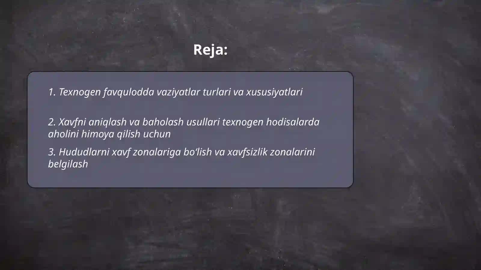 Texnogen xususiyatli favqulodda vaziyatlarda aholi va hududlarni muhofaza qilish 2
