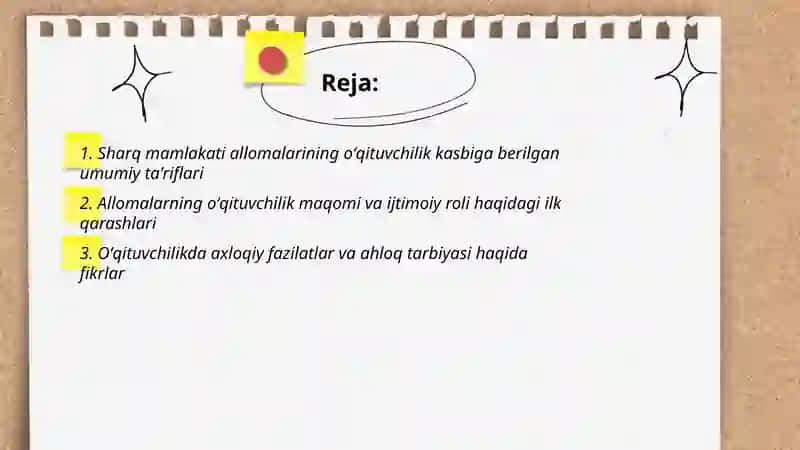 Sharq mamlakati allomalarining oʻqituvchilik kasbiga oid ilk qarashlar 2