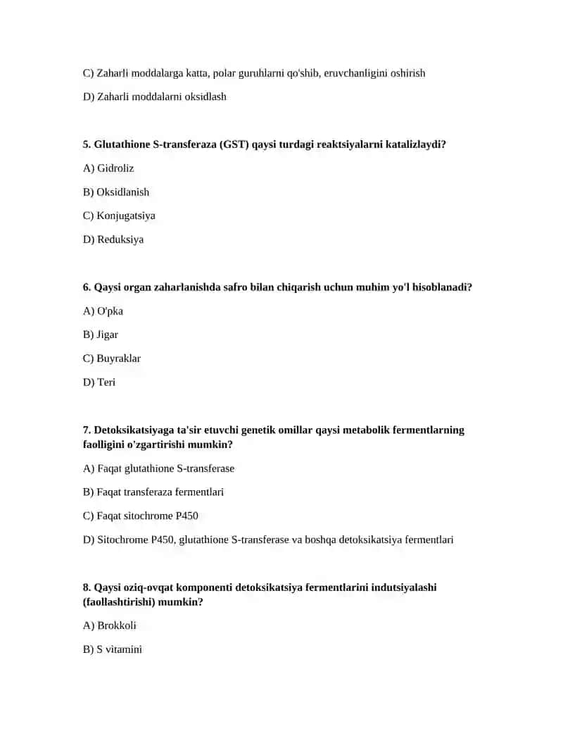 Zaharli moddalarning organizmdagi metabolizmi 2
