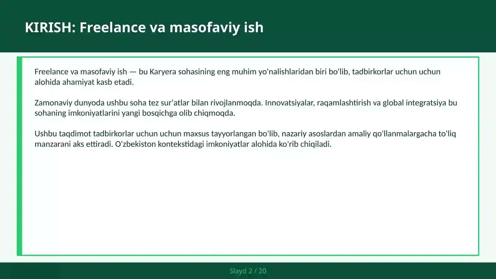 FREELANCE VA MASOFAVIY ISH 2