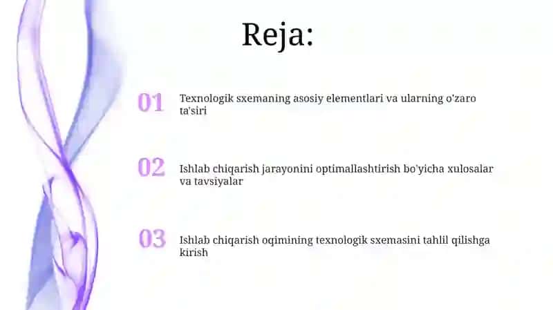 Ishlab chiqarish oqimini texnologik sxemasini tahlil qilish 2