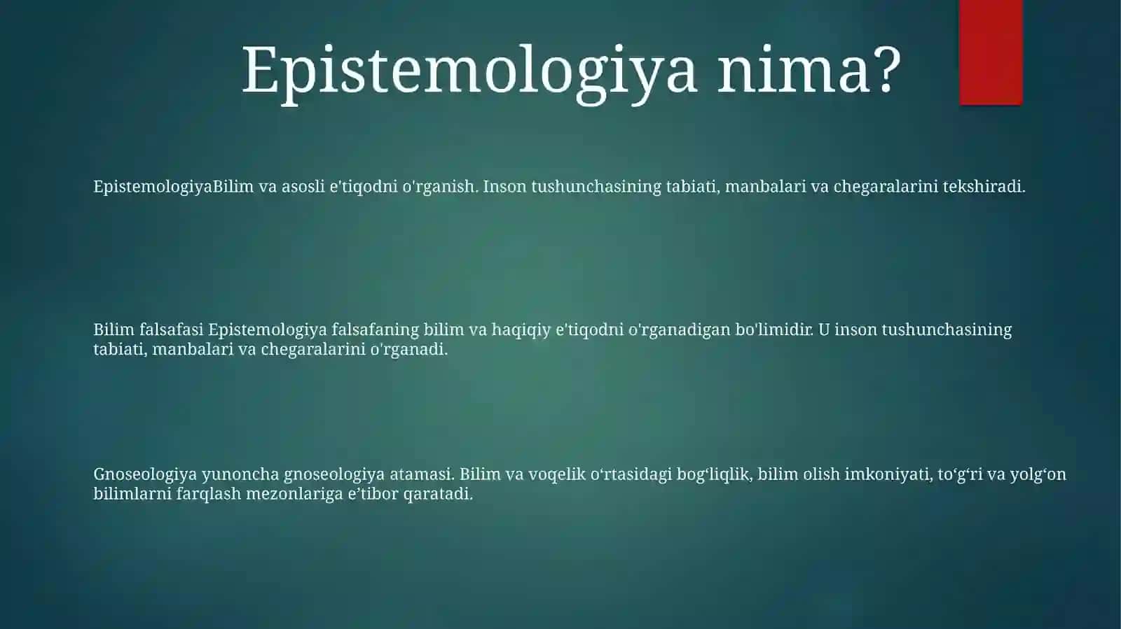 Bilish Falsafasi Gnoseologiya 2