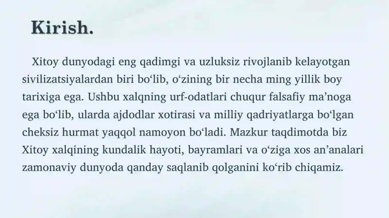 Xitoy urf-odatlari 2