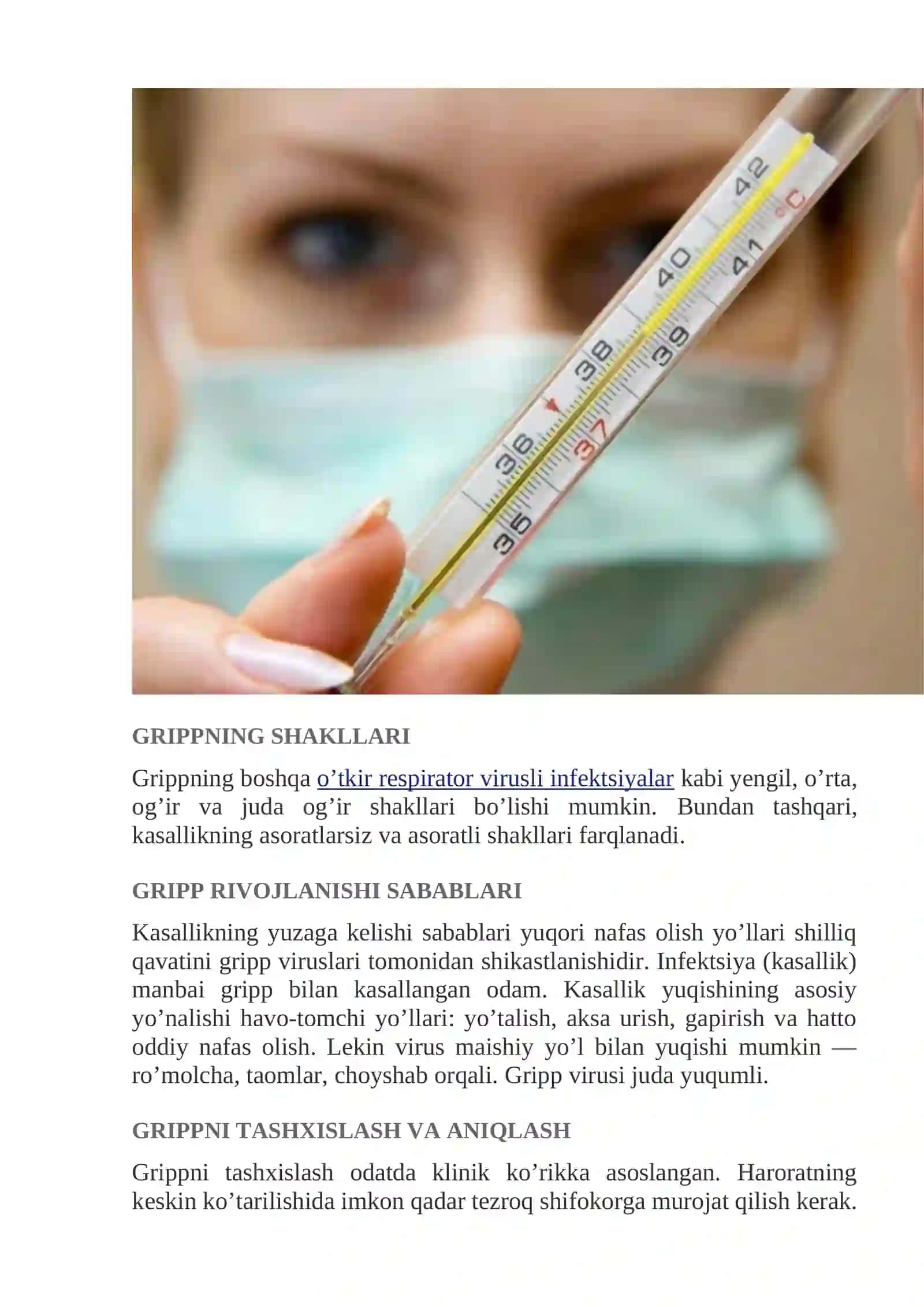 GRIPP — ALOMATLARI, SHAKLLARI, SABABLARI, TASHXISLASH, DAVOLASH VA OLDINI OLISH 2