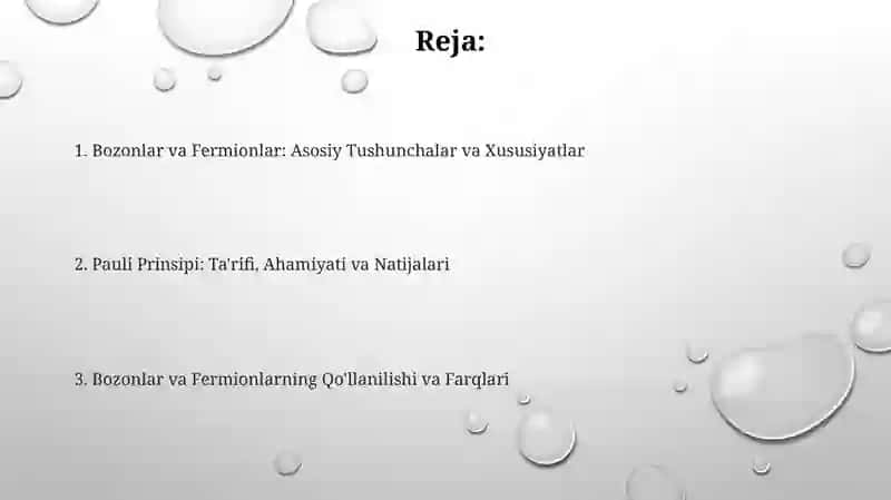 Bozonlar va Fermionlar. Pauli printsipi 2