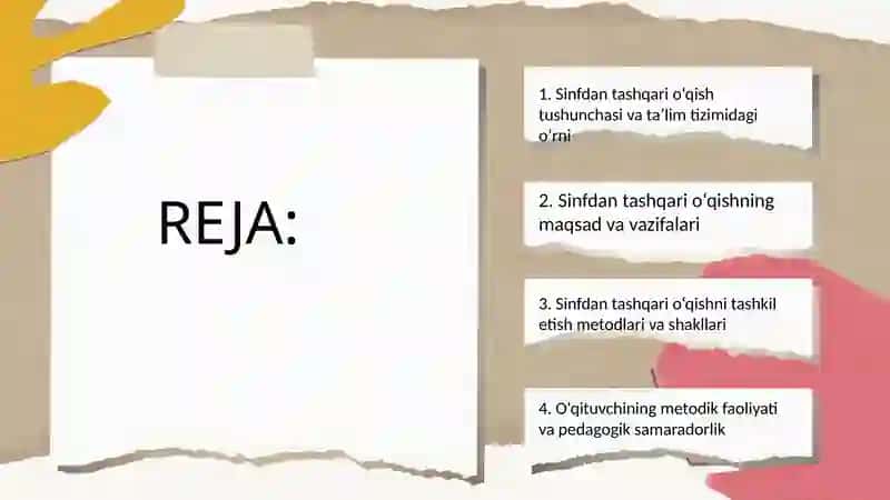 Sinfdan tashqari o'qish darslarini tashkil qilish metodikasi prezentatsiya 2