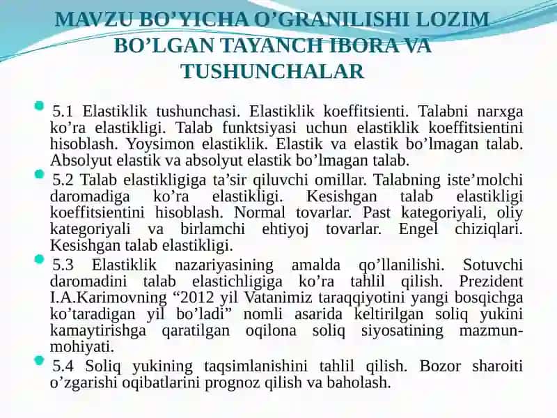 Talab va taklif elastikligi 2