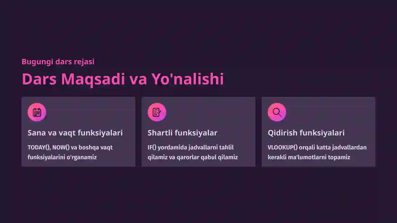 Sana, Vaqt va Qidiruv Funksiyalari 2