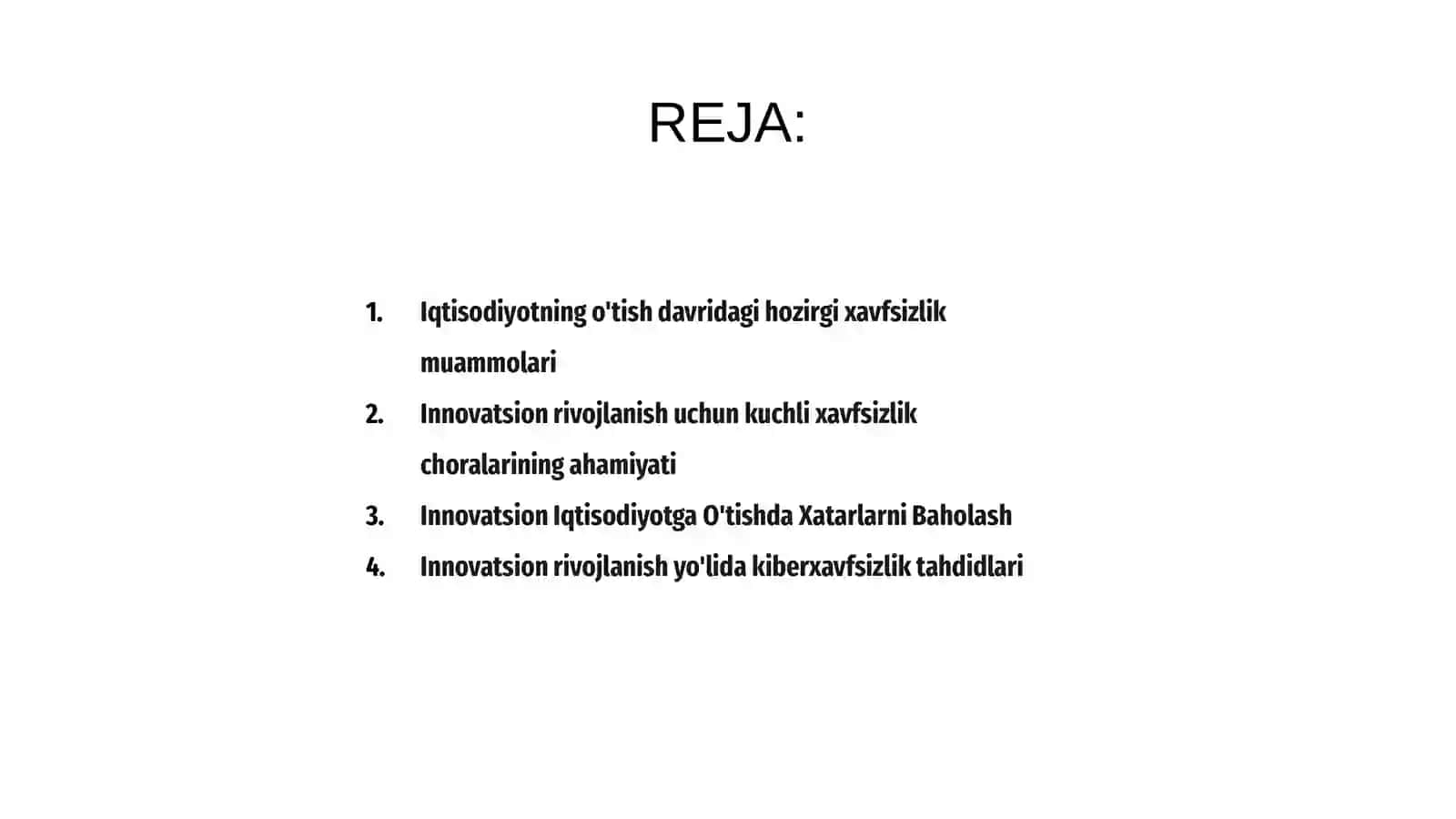 Iqtisodiyotni innovation rivojlanish yo'liga o'tishdagi xavfsizlik shartlari 2