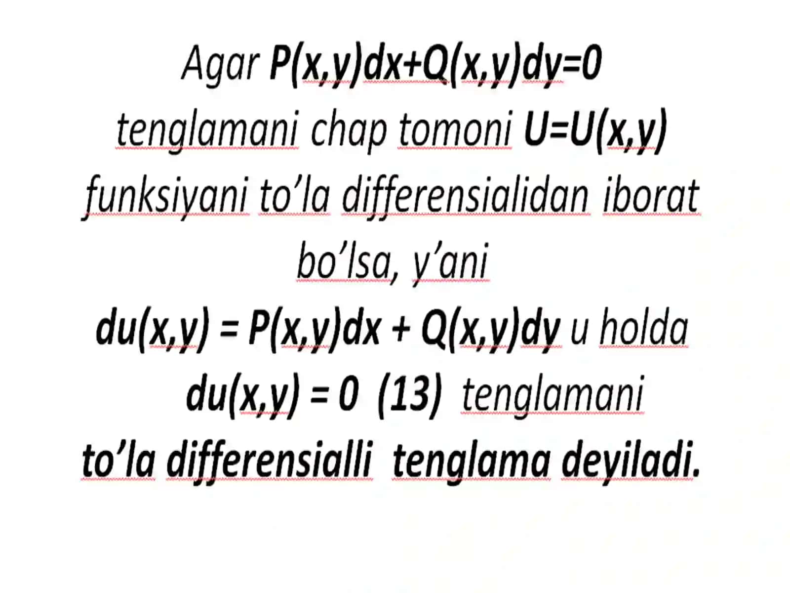 To’la differensialli tenglama.Integrallovchi ko’paytuvchi 2