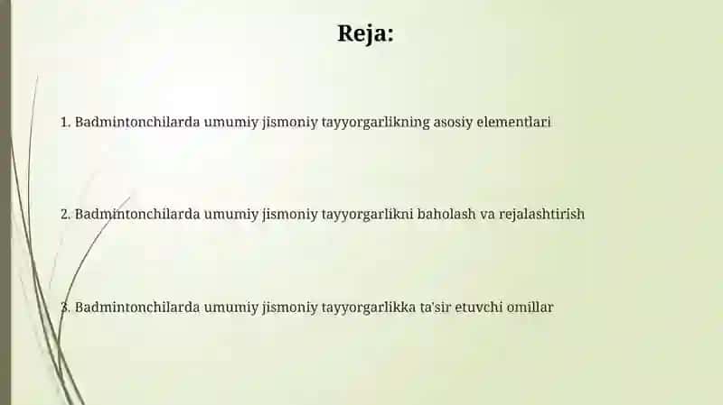 Badmintonchilarning umumiy jismoniy tayyorgarligi 2