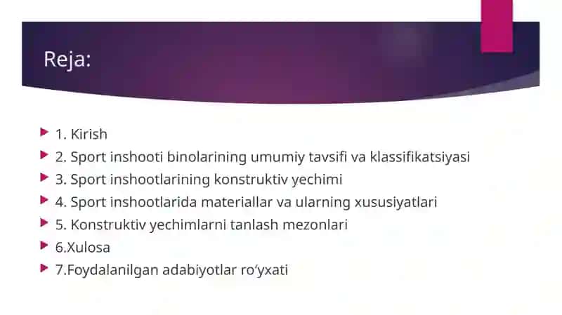 Sport inshooti binolarining konstruktiv yechimlari 2