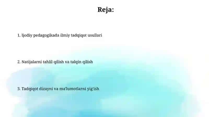 Kreativ pedagogika fanining ilmiy tadqiqot metodlari 2