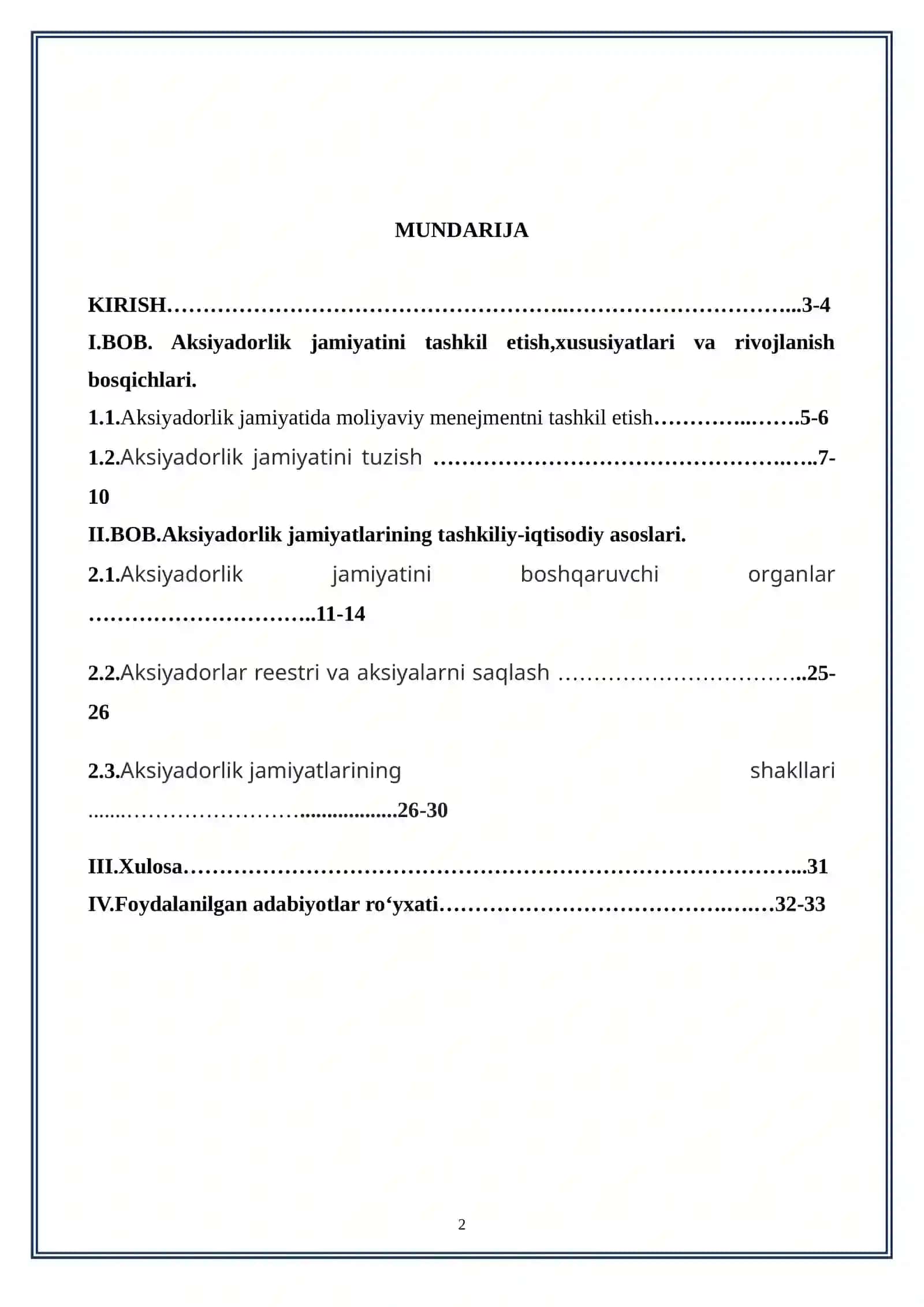 Aksiyadorlik jamiyatlarining tashkiliy-iqtisodiy asoslari 2