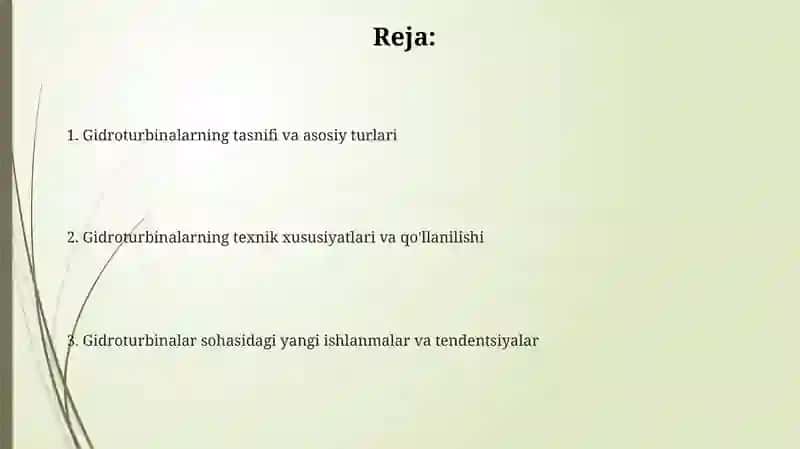 Gidroturbinalarni tasniflash va ularning turlari 2