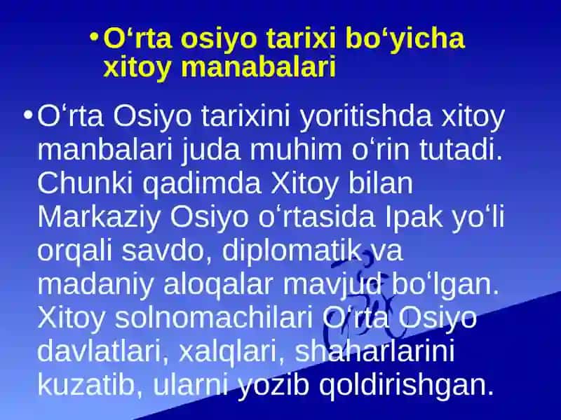 Oʻrta osiyo tarixi boʻyicha xitoy manabalari 2