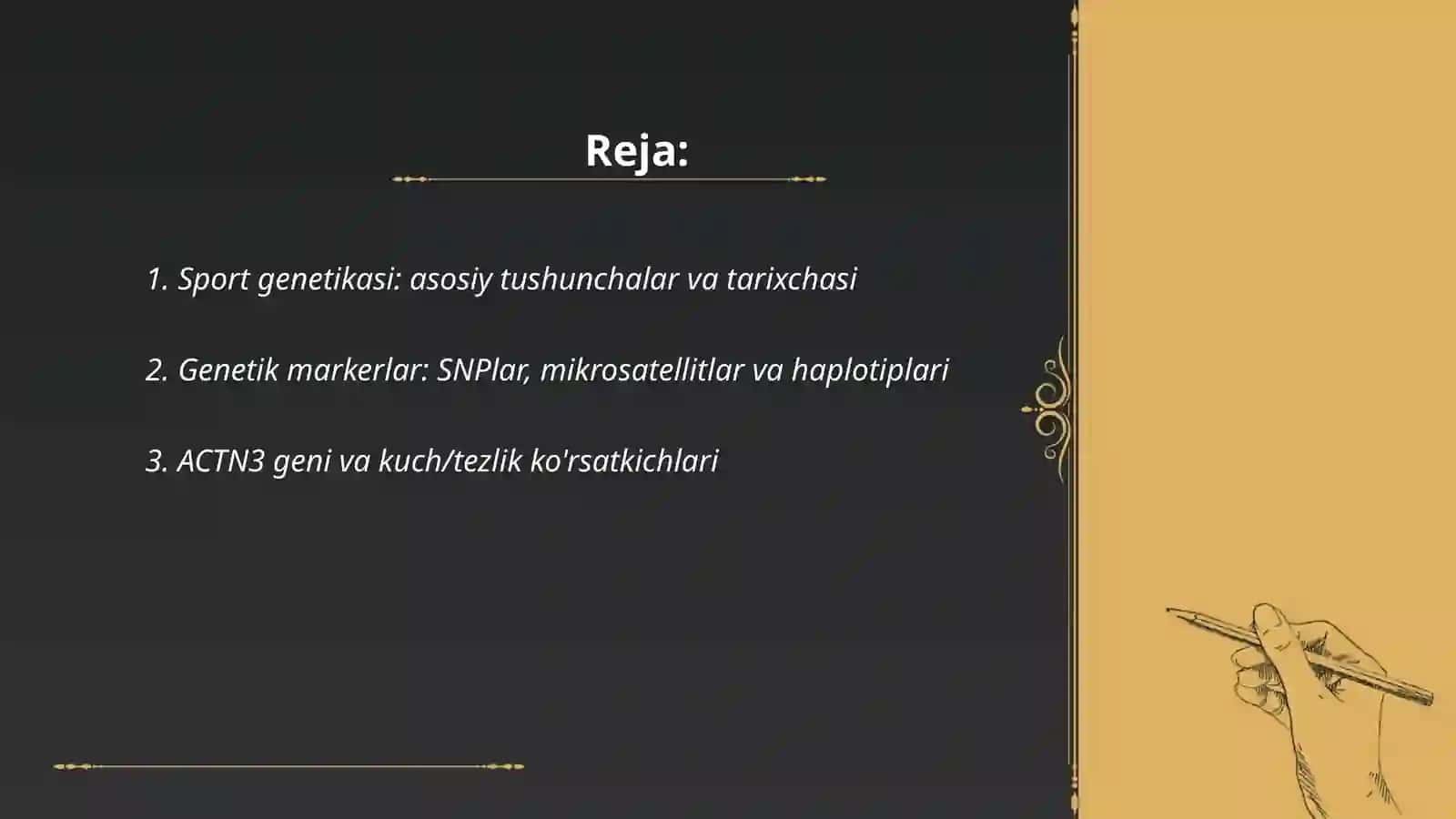 Sport genetikasi. Genetik markerlar va sportga moyillikning biokimyoviy asoslari 2