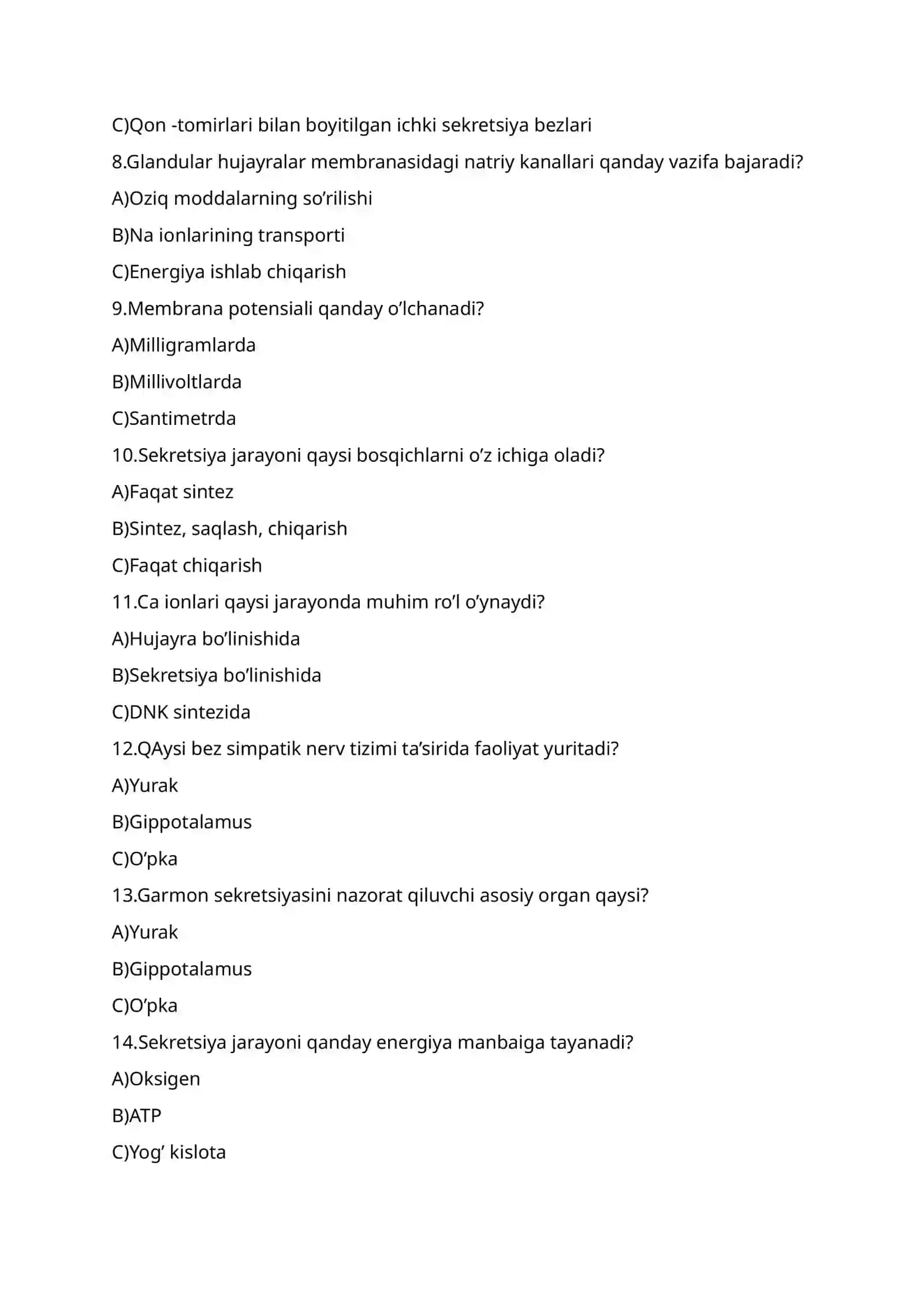 Glandular to’qimalarning elektrofiziologiyasi 2