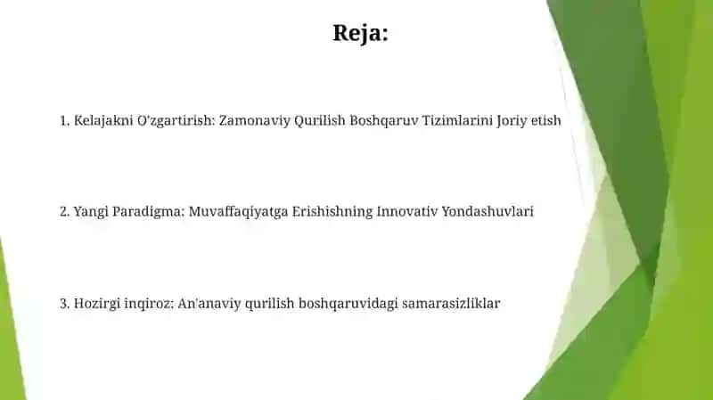 Kelajakni O'zgartirish: Zamonaviy Qurilish Boshqaruv Tizimlarini Joriy etish 2