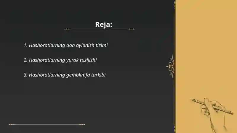 Hashoratlarning qon aylanish va ayiruv sistemalari 2
