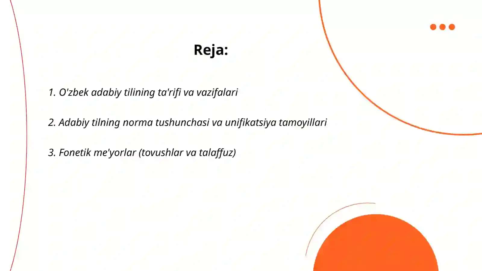 O'zbek adabiy tili, uning me'yorlari. O'zbek tilining asosiy imlo qoidalari 2