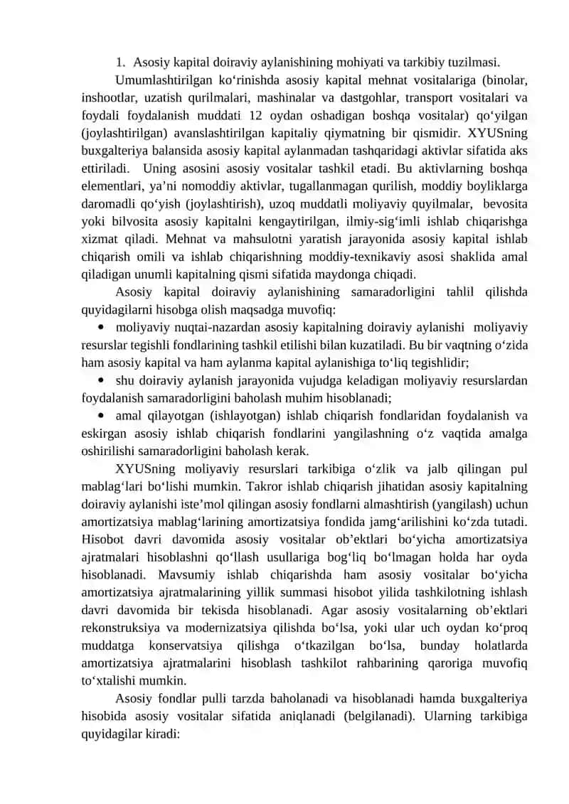 Asosiy va aylanma kapital doiraviy aylanishning moliyaviy jihatlari 2