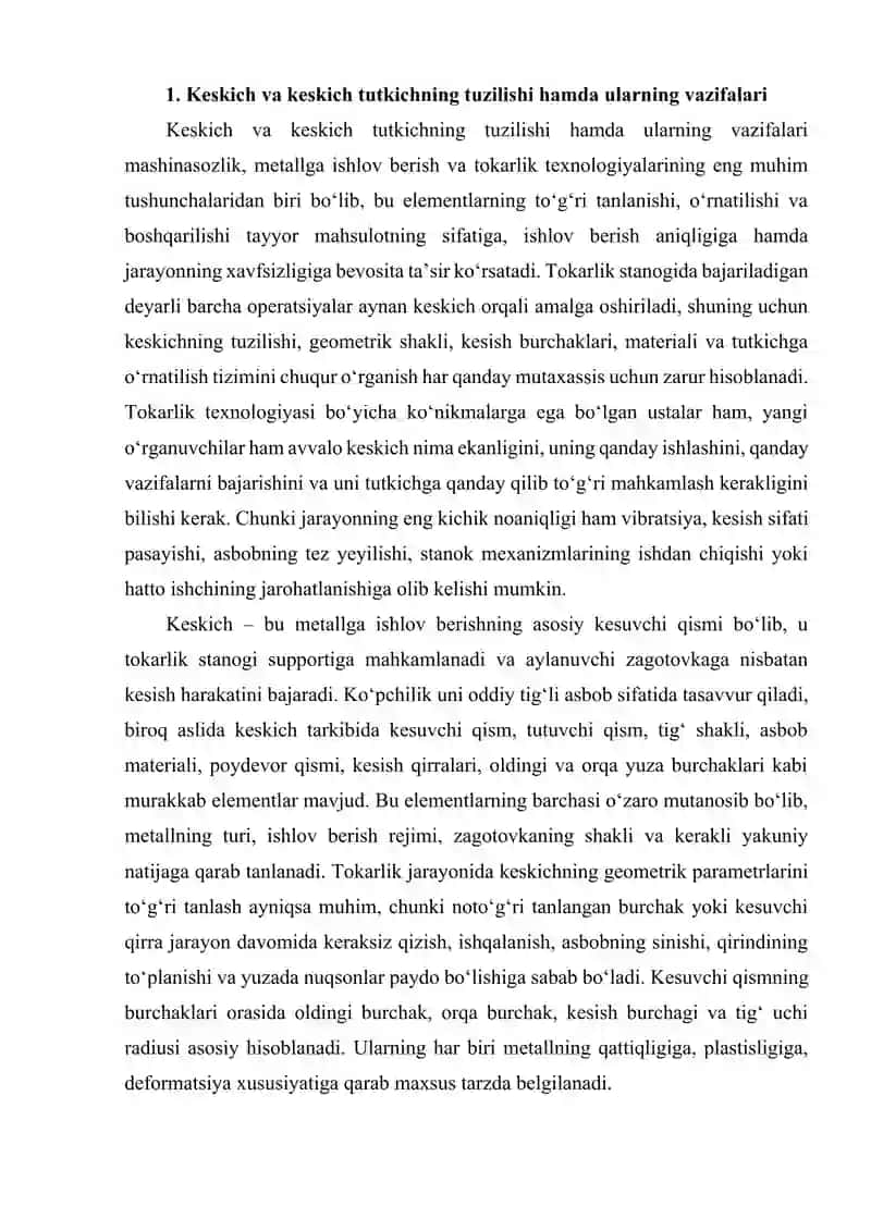 Keskichni keskich tutkichga oʻrnatish. Supportni qoʻlda va mexanik surish 2
