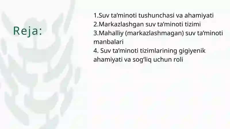 Mahalliy va markazlashgan suv ta’minoti haqida tushuncha 2