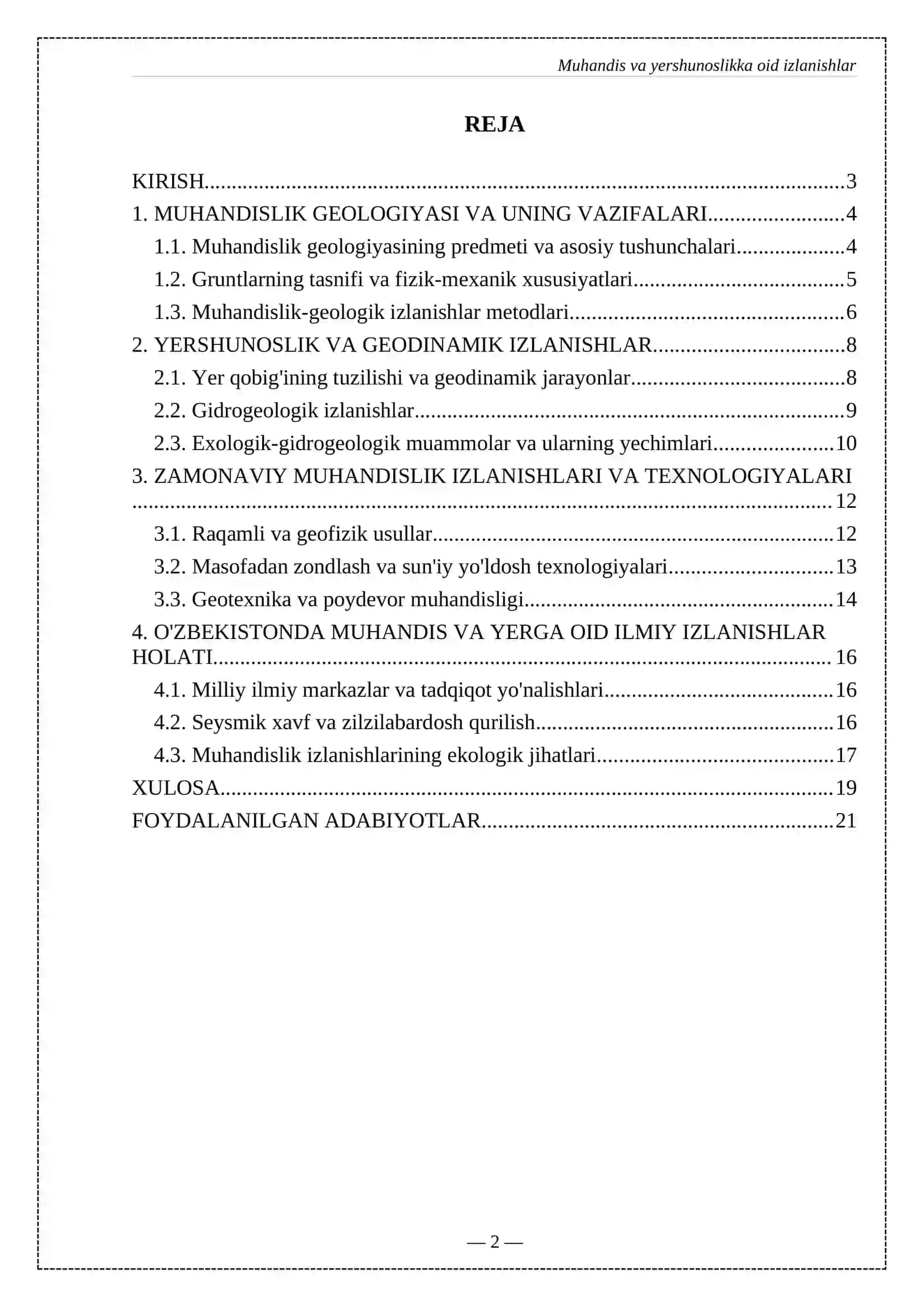MUHANDIS VA YERSHUNOSLIKKA OID IZLANISHLAR 2