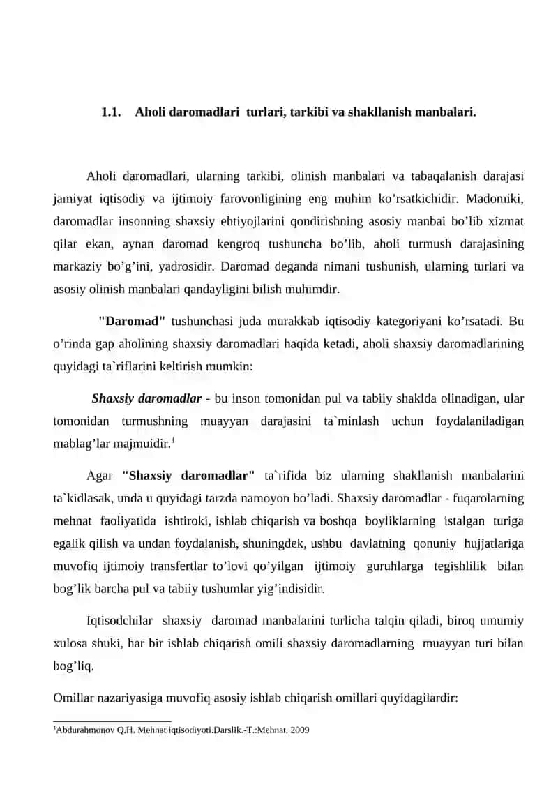 Aholi daromadlari va turmush darajasini oshirishning nazariy asoslari 2