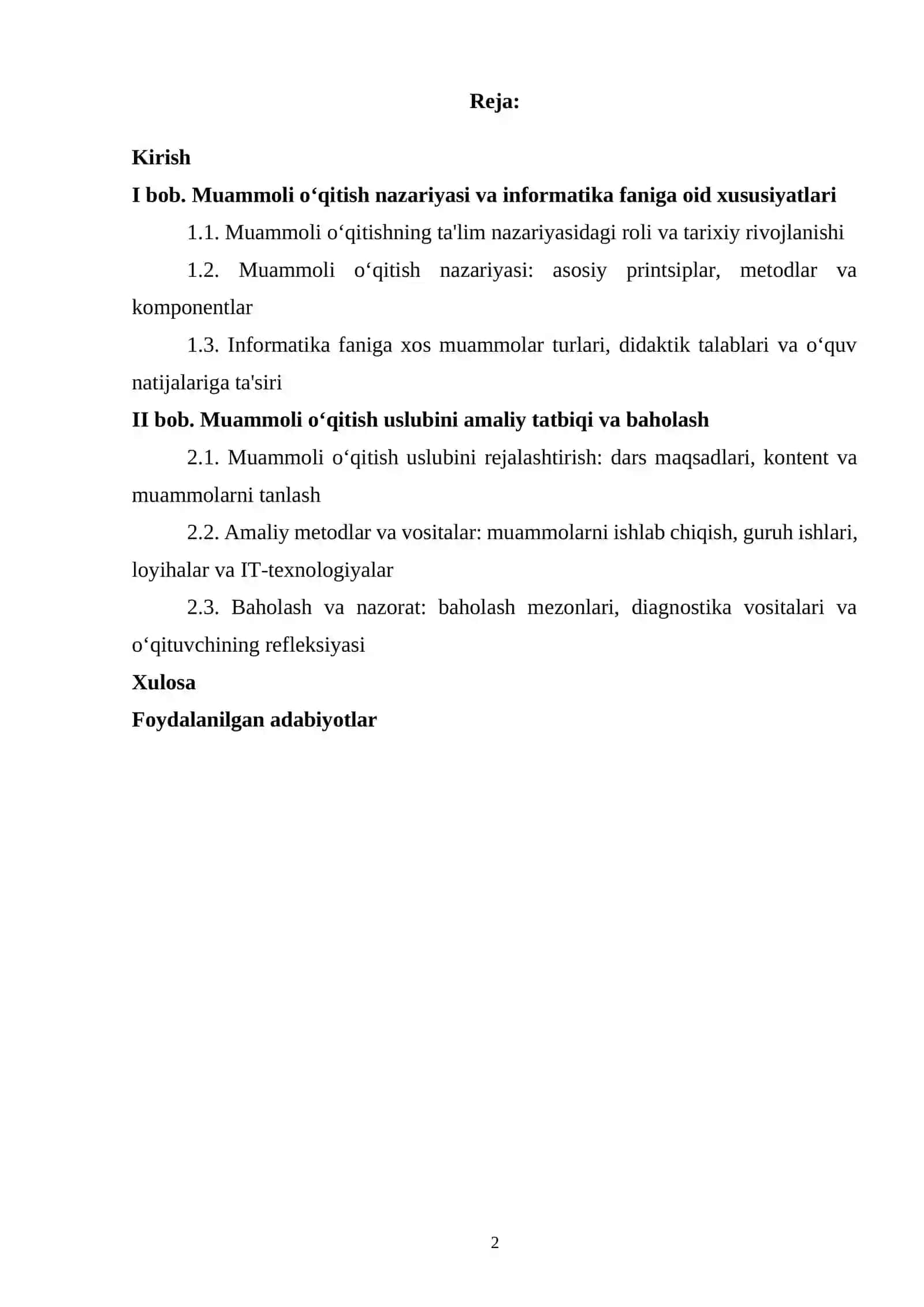 Muammoli O‘qitishning Nazariyasi va Informatika Faniga oid Xususiyatlari 2