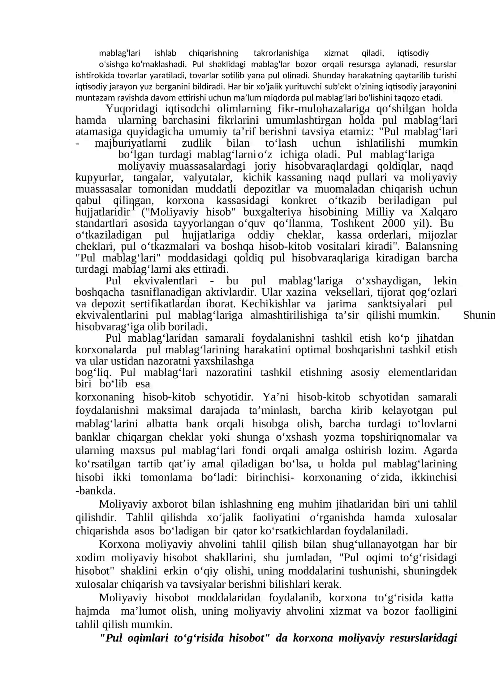 Korxonalarning pul oqimlari va xususiy kapitali tahlili 2