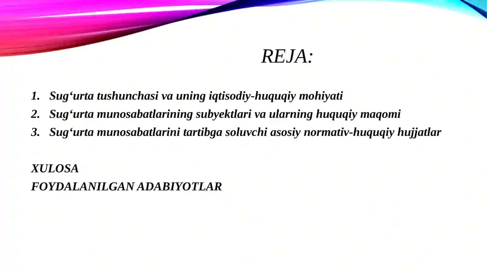 SUG‘URTA MUNOSABATLARINI TARTIBGA SOLISHNING HUQUQIY AHAMIYATI. 2