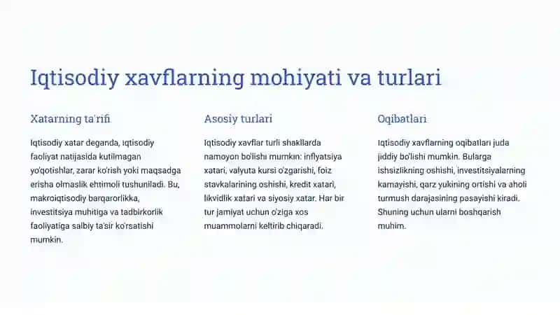Jamiyatdagi iqtisodiy xavflar va ulardan muhofazalanish chora-tadbirlari 2
