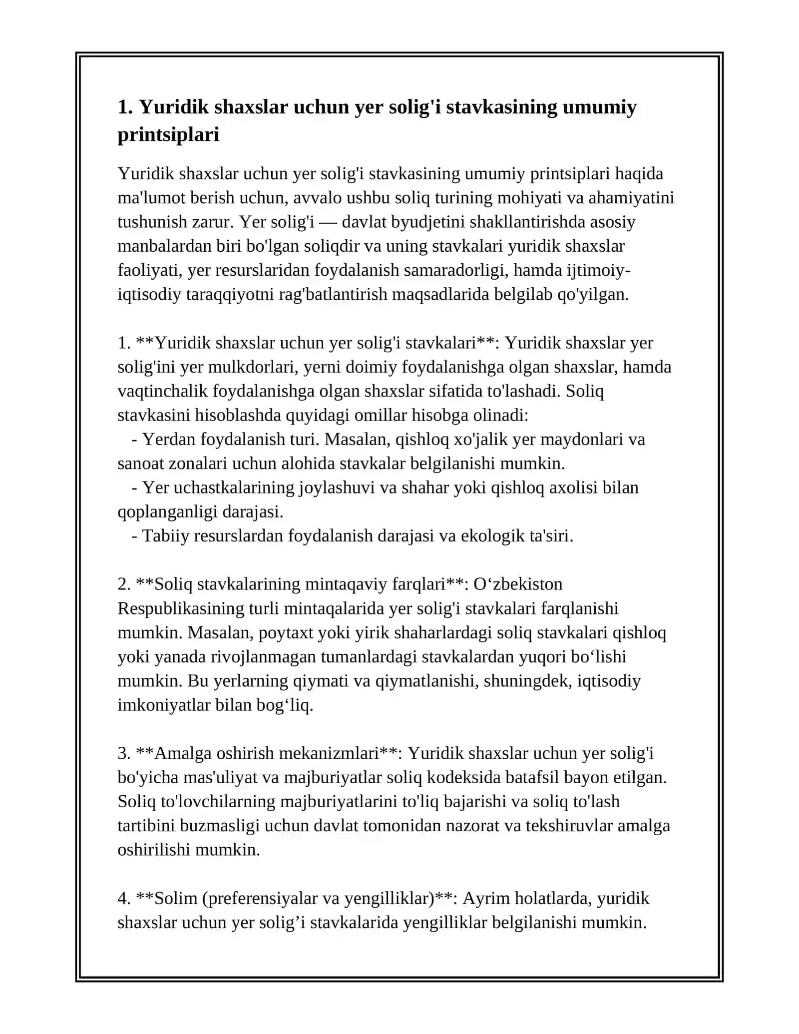 YURIDIK SHAXSLARDAN OLINADIGAN YER SOLIG'I STAVKASI 2