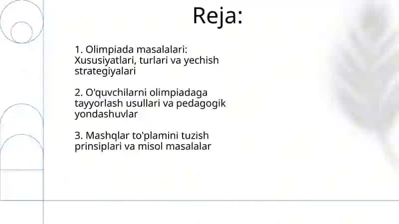 Olimpiada masalalari va rivojlantiruvchi mashqlar 2